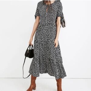 NWT Madewell Black and White Floral Midi Dress